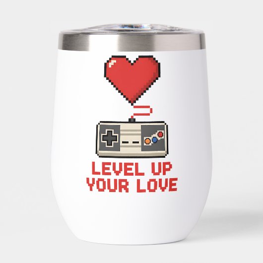 Level Up Your Love, Retro Pixel Gaming Design (Voorkant)
