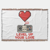 Level Up Your Love, Retro Pixel Gaming Design Deken (Voorkant)