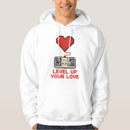 Level Up Your Love, Retro Pixel Gaming Design Hoodie
