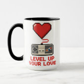 Level Up Your Love, Retro Pixel Gaming Design Mok (Links)