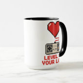 Level Up Your Love, Retro Pixel Gaming Design Mok (Voorkant rechts)