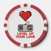 Level Up Your Love, Retro Pixel Gaming Design Poker Chips (Voorkant)