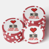 Level Up Your Love, Retro Pixel Gaming Design Poker Chips (Opstapeling)