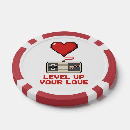 Level Up Your Love, Retro Pixel Gaming Design Poker Chips (Enkel)