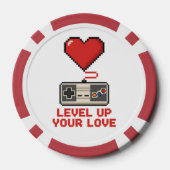 Level Up Your Love, Retro Pixel Gaming Design Poker Chips (Achterkant)