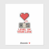 Level Up Your Love, Retro Pixel Gaming Design Sticker (Vel)