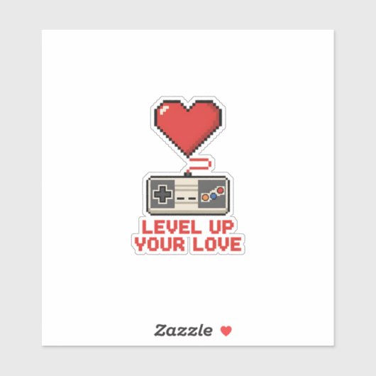 Level Up Your Love, Retro Pixel Gaming Design Sticker (Vel)