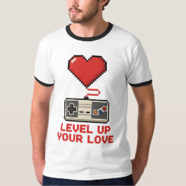 Level Up Your Love, Retro Pixel Gaming Design T-shirt