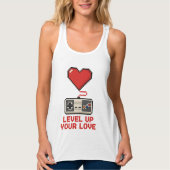 Level Up Your Love, Retro Pixel Gaming Design Tanktop (Voorkant)