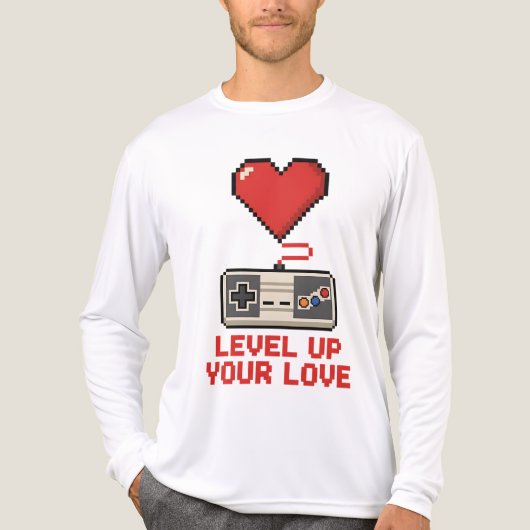 Level Up Your Love, Retro Pixel Gaming Design Tri-Blend Shirt (Voorkant volledig)