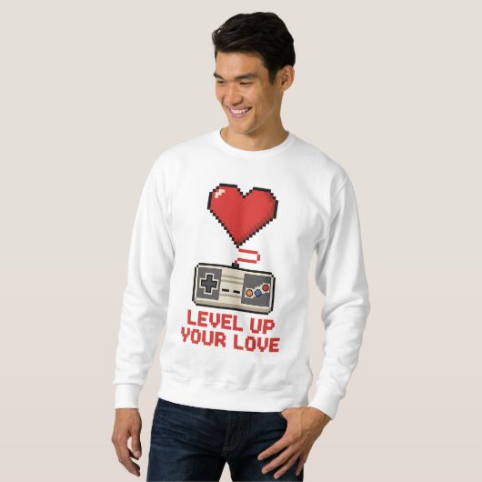 Level Up Your Love, Retro Pixel Gaming Design Trui (Voorkant volledig)
