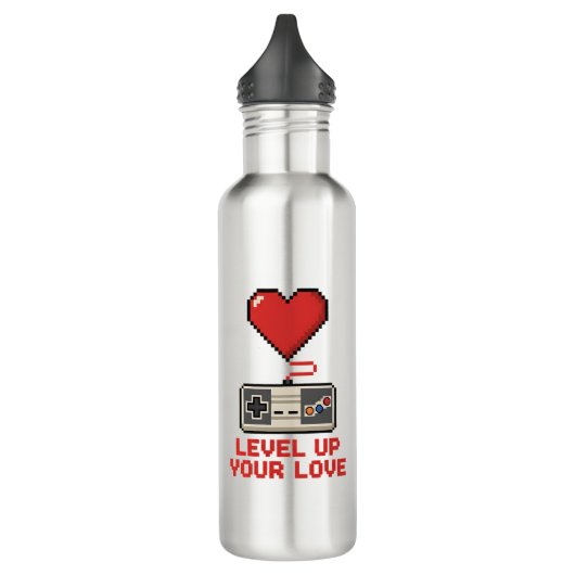 Level Up Your Love, Retro Pixel Gaming Design Waterfles (Links)