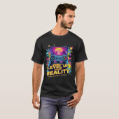 Level Up Your Reality – Neon Gamer T-shirt (Voorkant volledig)