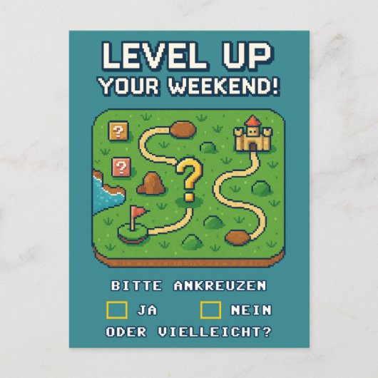 Level Up Your Weekend! Briefkaart (Voorkant)