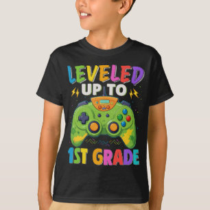 Leveled tot 1e klas gamer terug naar school jongen t-shirt