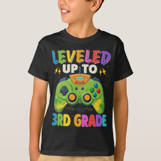 Leveled tot 3e klas gamer terug naar school jongen t-shirt (Voorkant)