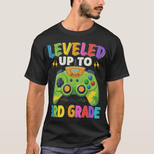 Leveled tot 3e klas gamer terug naar school jongen t-shirt (Voorkant)