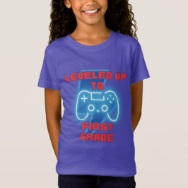 Leveled tot eerste klas gamer terug naar school t-shirt