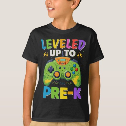 Leveled tot Pre-K Gamer Back to School Boys T-shirt (Voorkant)
