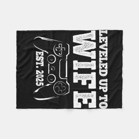Leveled Up naar echtgenote 2025 Funny Just Married Fleece Deken (Voorkant (Horizontaal))