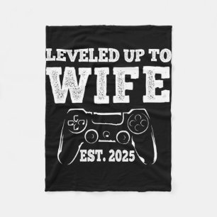 Leveled Up naar vrouw 2025 Grappig net getrouwd Ga Fleece Deken