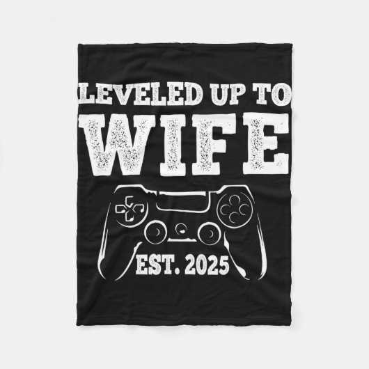 Leveled Up naar vrouw 2025 Grappig net getrouwd Ga Fleece Deken (Voorkant)