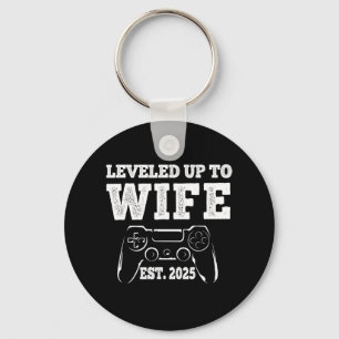 Leveled Up naar vrouw 2025 Grappig Net Getrouwd Ga Sleutelhanger