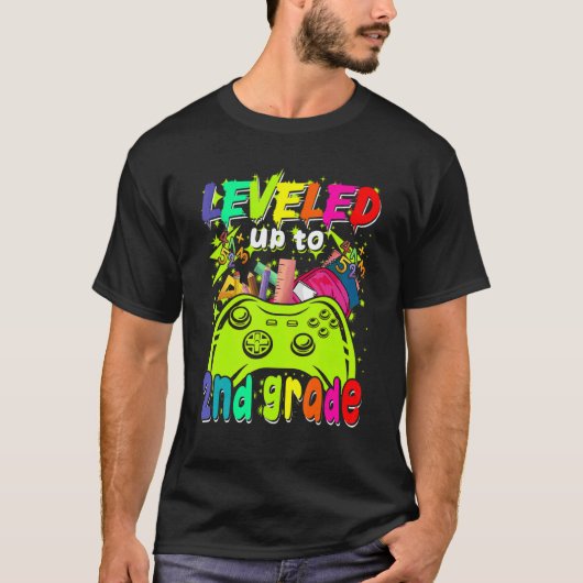 Leveled Up To 2nd Grade Gamer Back To School First T-shirt (Voorkant)