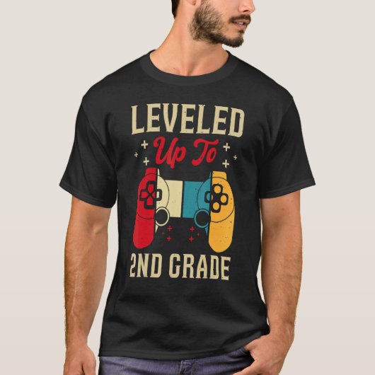 Leveled Up To 2nd Grade Gamer Back To School First T-shirt (Voorkant)