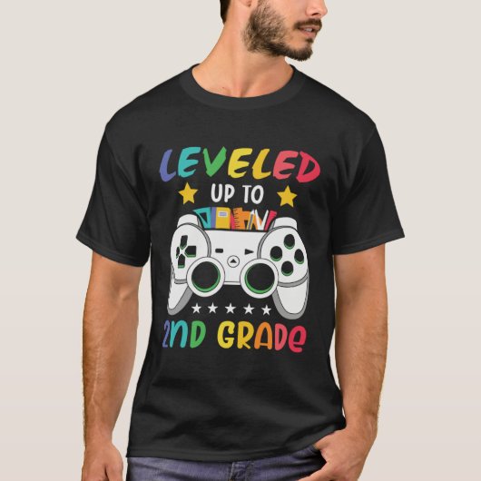 Leveled Up To 2nd Grade  Gaming 1st Grade Graduati T-shirt (Voorkant)