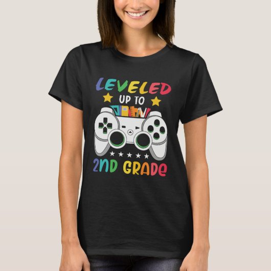 Leveled Up To 2nd Grade  Gaming 1st Grade Graduati T-shirt (Voorkant)