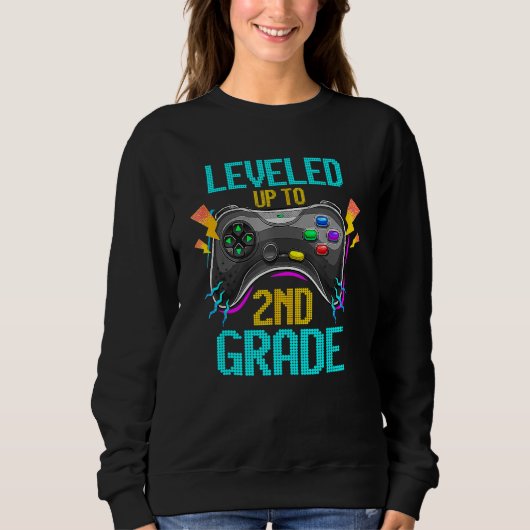 Leveled Up To 2nd Grade Video Gamer Back To School Trui (Voorkant)