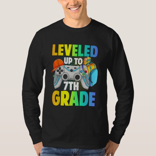 Leveled Up To 7th Grade Video Gamer Back To School T-shirt (Voorkant)