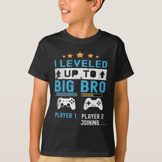 Leveled Up To Big Bro - Gamer New Player Joining S T-shirt (Voorkant)