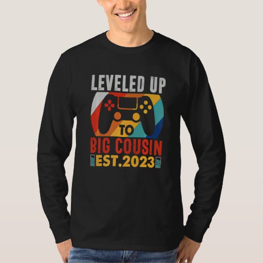 Leveled Up To Big Cousin 2023 Gaming Pregnancy Ann T-shirt (Voorkant)