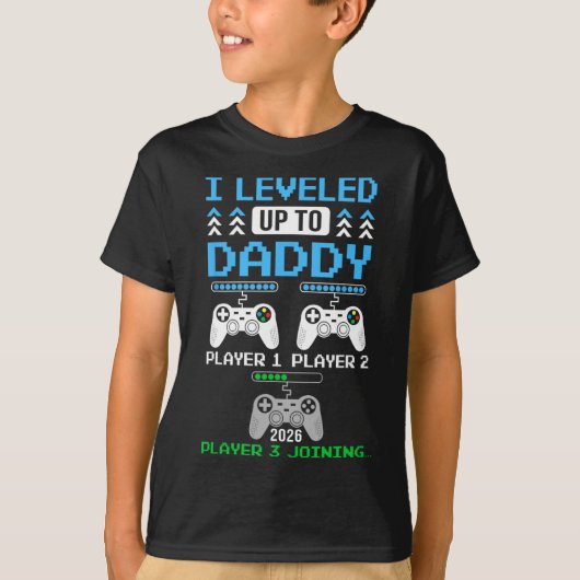 Leveled Up To Daddy Again Grappig Funny Gamer Vade T-shirt (Voorkant)