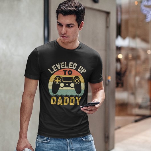 Leveled up to Daddy, Funny Gift for New Dad T-shirt