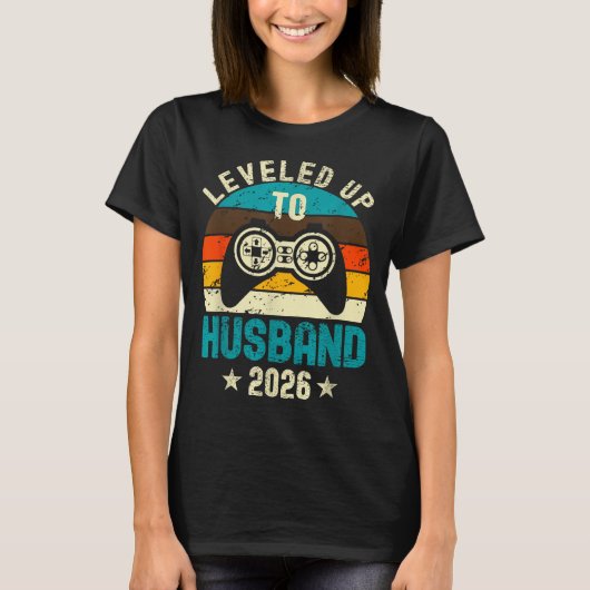 Leveled Up To Husband 2026 Newlywed Groom Just Mar T-shirt (Voorkant)
