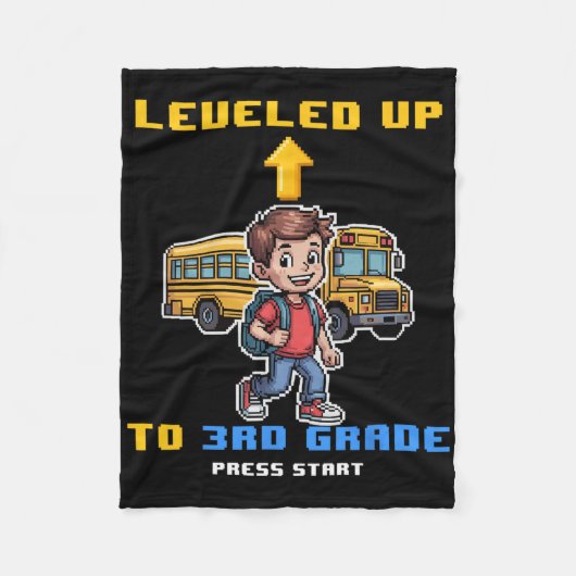Leveling Up 3rd Grade Ck To School Funny Gamer Boy Fleece Deken (Voorkant)