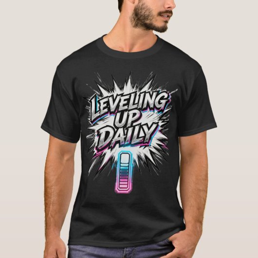 Leveling Up Daily Anime Gym Motivation Shirt (Voorkant)
