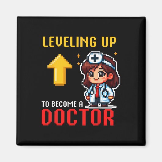 Leveling Up Dokter Ck Naar School Grappige Gamer M Magneet (Voorkant)