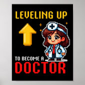 Leveling Up Dokter Ck Naar School Grappige Gamer M Poster (Voorkant)
