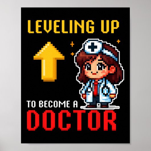 Leveling Up Dokter Ck Naar School Grappige Gamer M Poster (Voorkant)