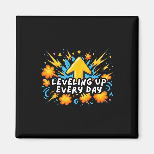 Leveling Up Every Day Ck To School Shirt Gamer Boy Magneet (Voorkant)