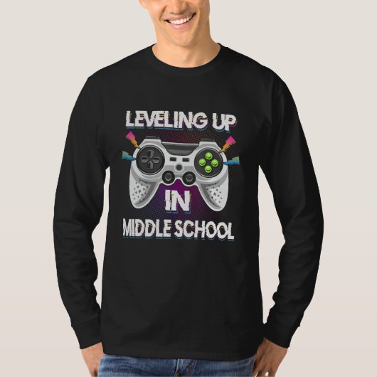 Leveling Up In Middle School Video Gaming Tees Stu (Voorkant)