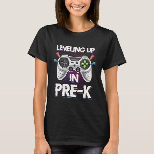 Leveling Up In Pre k Video Gaming Tees Students Bo (Voorkant)