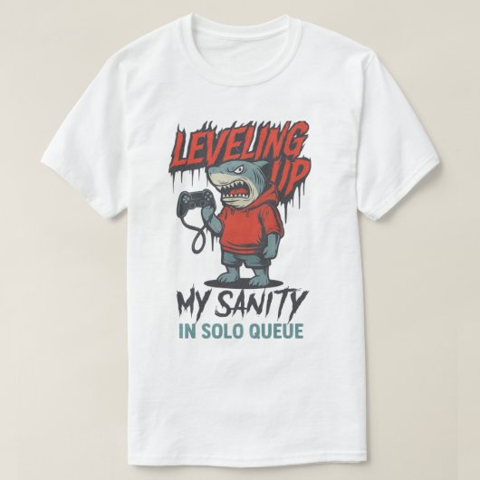 Leveling Up My Sanity Shark Gamer T-shirt (Design voorkant)