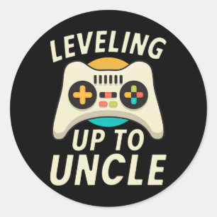 Leveling Up naar Oom Gaming Gamer Familie Broer Oo Ronde Sticker