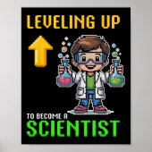 Leveling Up Scientist Ck To School Funny Gamer Boy Poster (Voorkant)