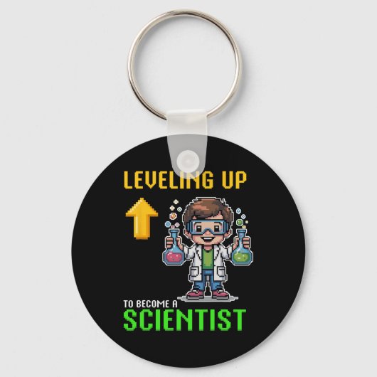 Leveling Up Scientist Ck To School Funny Gamer Boy Sleutelhanger (Voorkant)